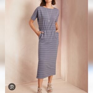 NWT Garnet Hill Soft Stripe Midi Dress Size Small